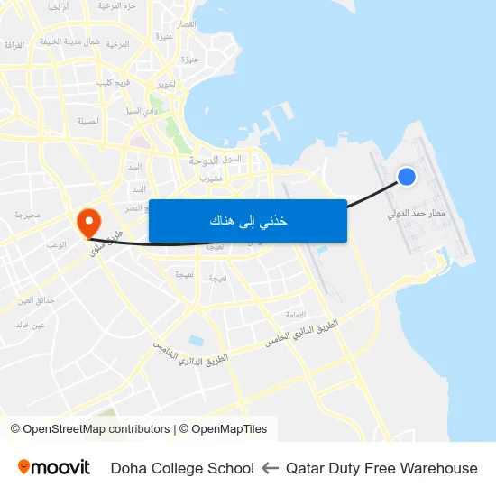 Qatar Duty Free Warehouse to Doha College School map