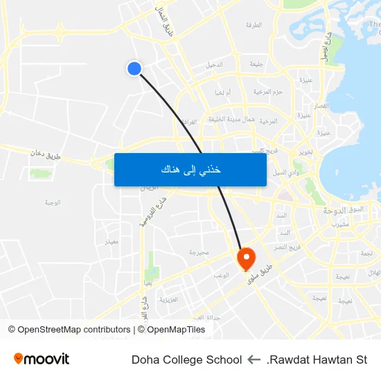 Rawdat Hawtan St. to Doha College School map