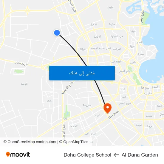 Al Dana Garden to Doha College School map