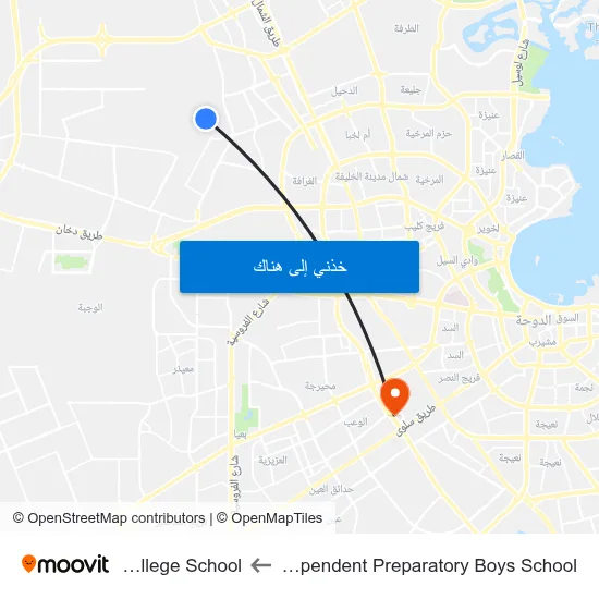 Abu Obaida Independent Preparatory Boys School to Doha College School map