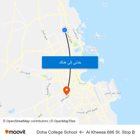 Al Kheesa 686 St. Stop B to Doha College School map