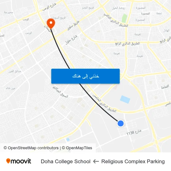 Religious Complex Parking to Doha College School map