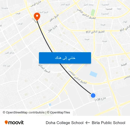 Birla Public School to Doha College School map