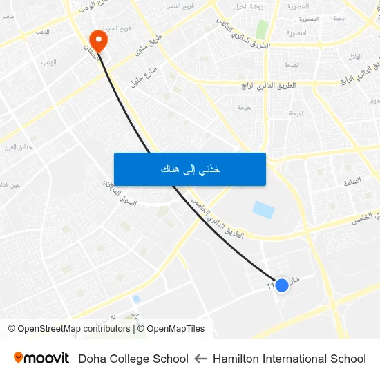 Hamilton International School to Doha College School map