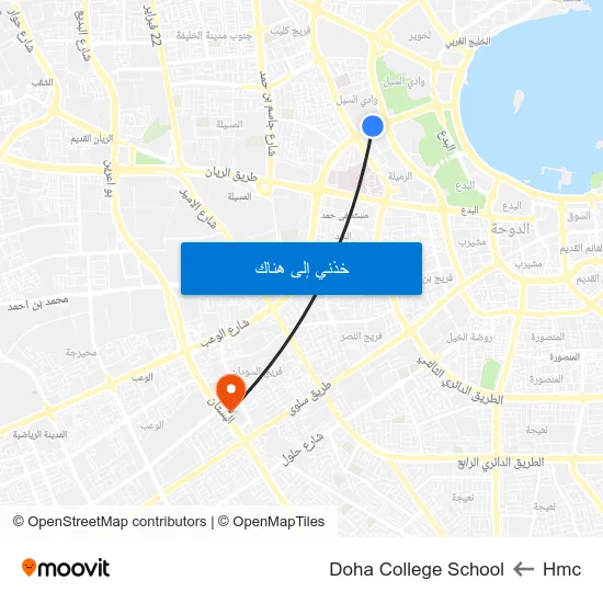 Hmc to Doha College School map