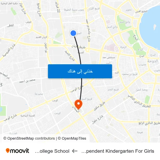Qatar Independent Kindergarten For Girls to Doha College School map