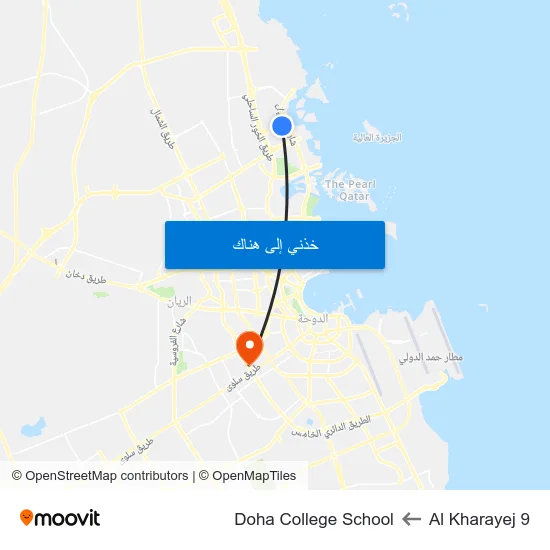 Al Kharayej 9 to Doha College School map