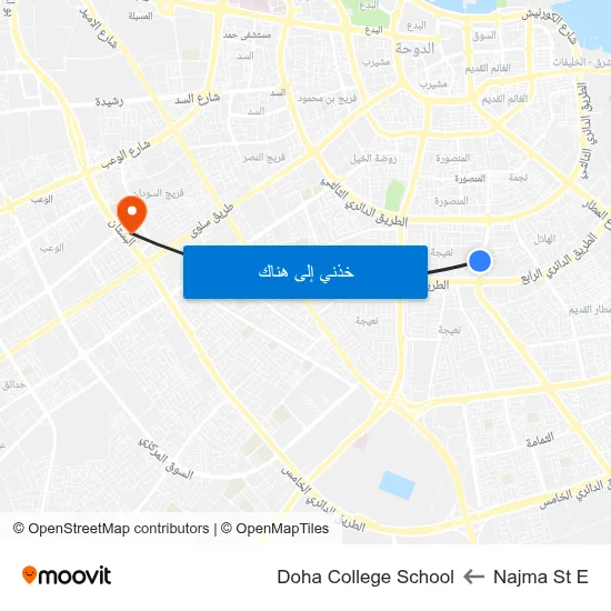 Najma St E to Doha College School map