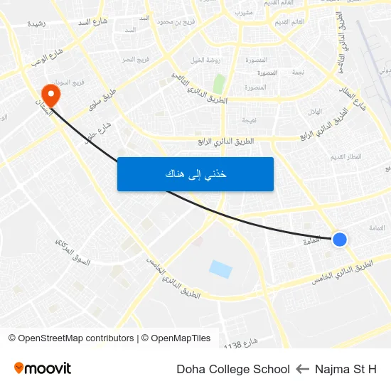 Najma St H to Doha College School map