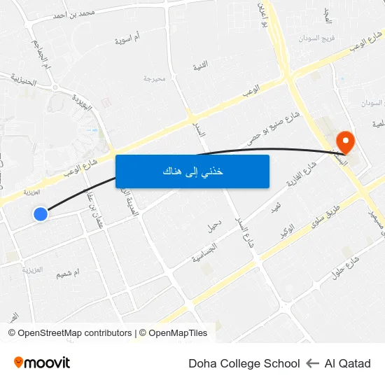 Al Qatad to Doha College School map