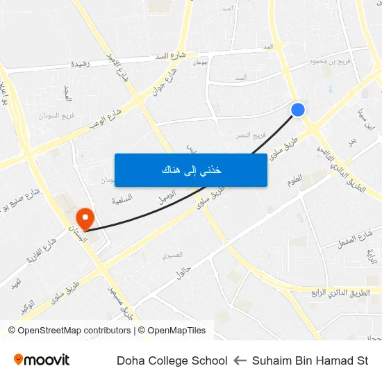 Suhaim Bin Hamad St to Doha College School map
