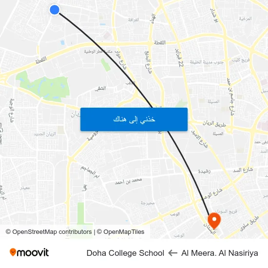 Al Meera. Al Nasiriya to Doha College School map