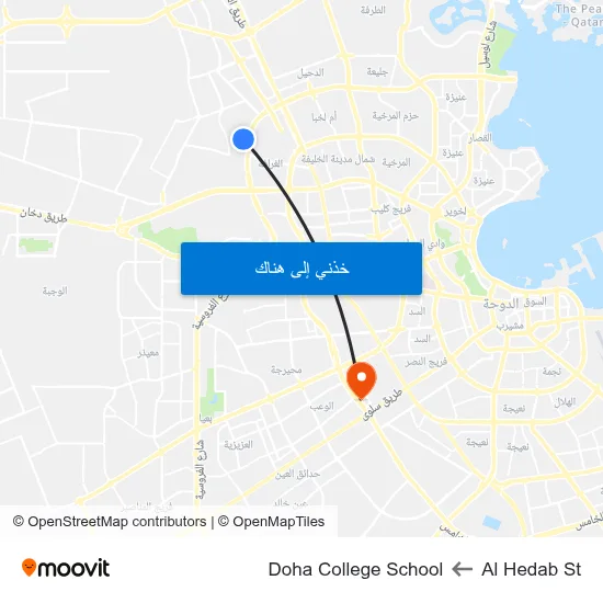 Al Hedab St to Doha College School map