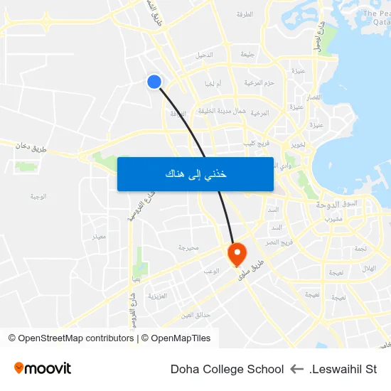 Leswaihil St. to Doha College School map