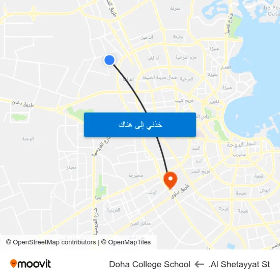 Al Shetayyat St. to Doha College School map