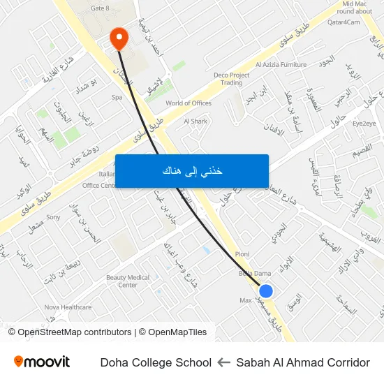 Sabah Al Ahmad Corridor to Doha College School map