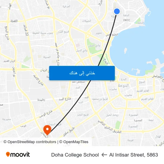 Al Intisar Street, 5863 to Doha College School map