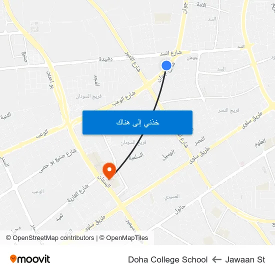 Jawaan St to Doha College School map