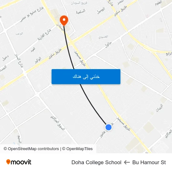 Bu Hamour St to Doha College School map