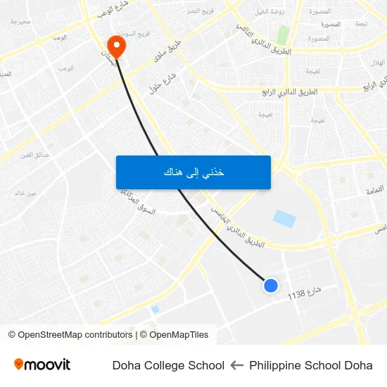 Philippine School Doha to Doha College School map