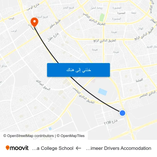 Mesaimeer Drivers Accomodation to Doha College School map