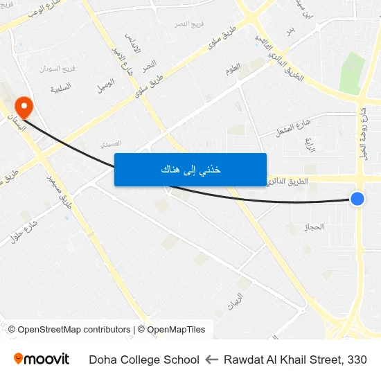 Rawdat Al Khail Street, 330 to Doha College School map