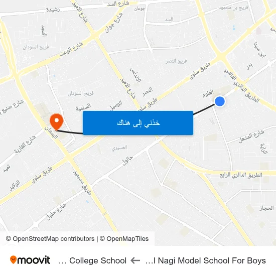 Kamal Nagi Model School For Boys to Doha College School map