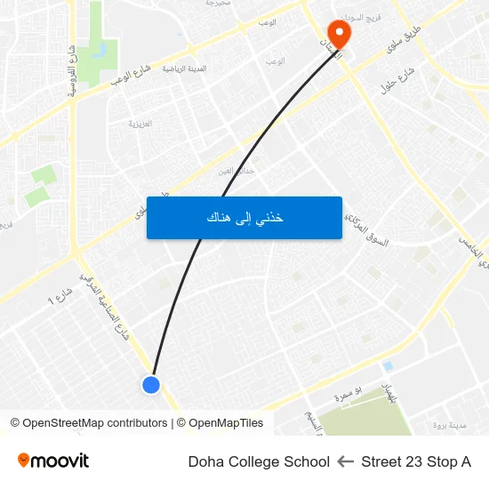 Street 23 Stop A to Doha College School map