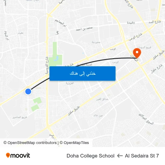 Al Sedaira St 7 to Doha College School map