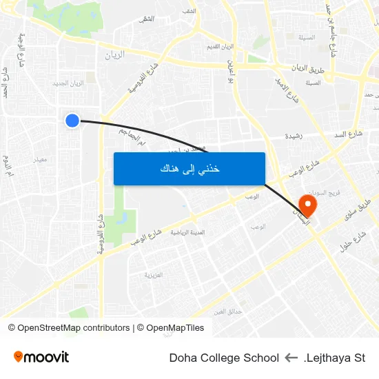 Lejthaya St. to Doha College School map
