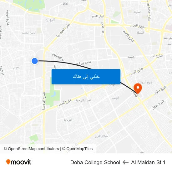 Al Maidan St 1 to Doha College School map