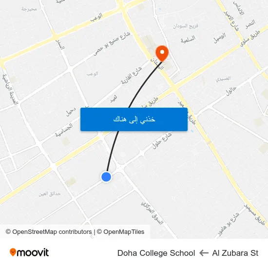 Al Zubara St to Doha College School map