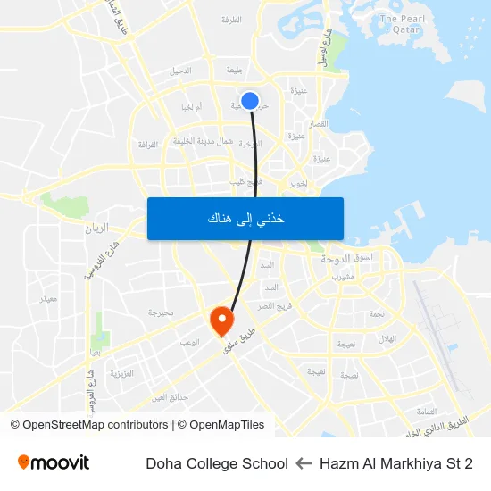 Hazm Al Markhiya St 2 to Doha College School map