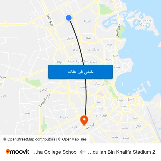 Abdullah Bin Khalifa Stadium 2 to Doha College School map