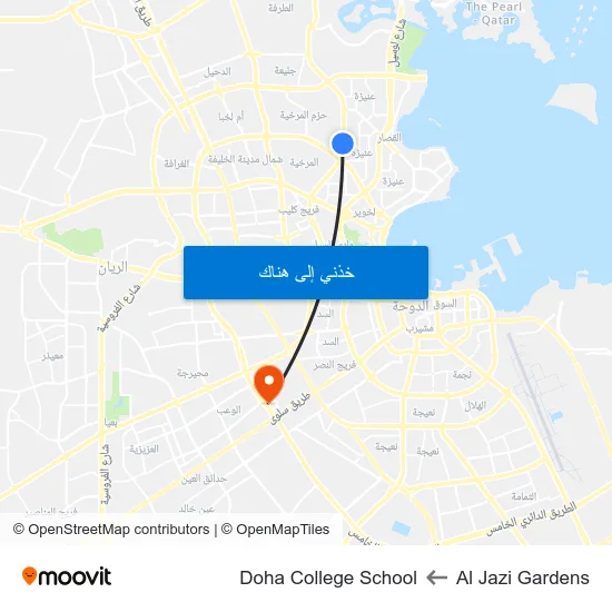 Al Jazi Gardens to Doha College School map