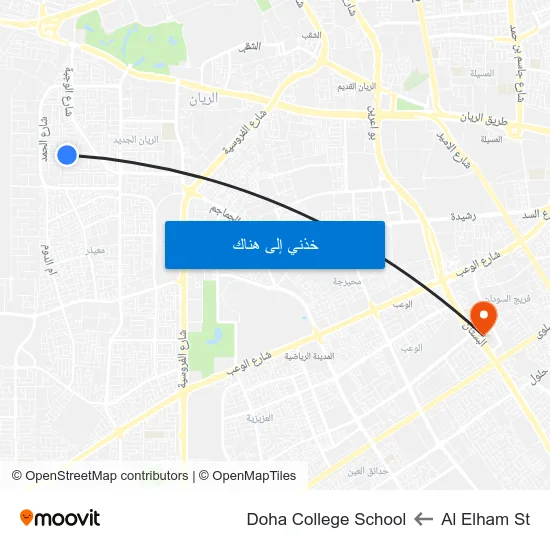 Al Elham St to Doha College School map
