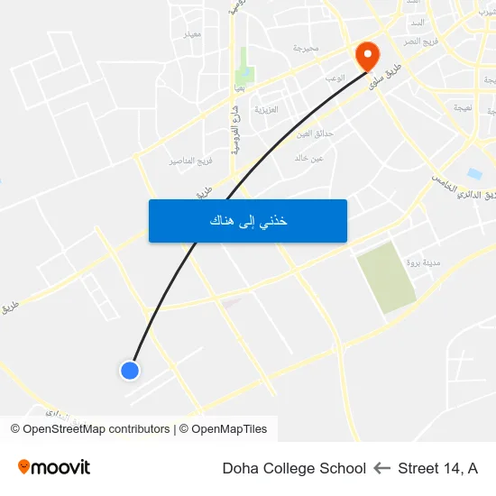 Street 14, A to Doha College School map
