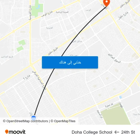 24th St to Doha College School map
