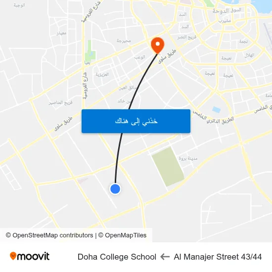 Al Manajer Street 43/44 to Doha College School map