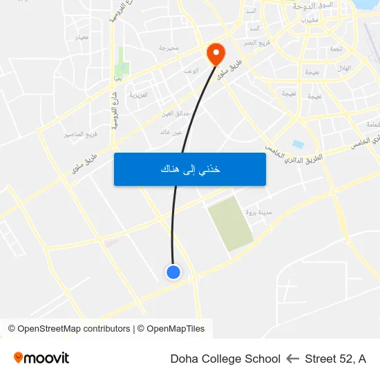 Street 52, A to Doha College School map