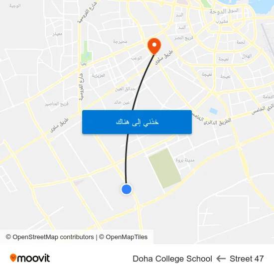 Street 47 to Doha College School map