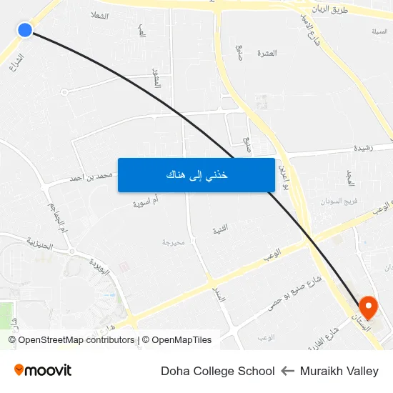Muraikh Valley to Doha College School map