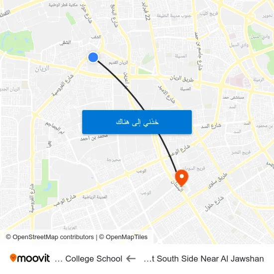 Huwar St South Side Near Al Jawshan to Doha College School map