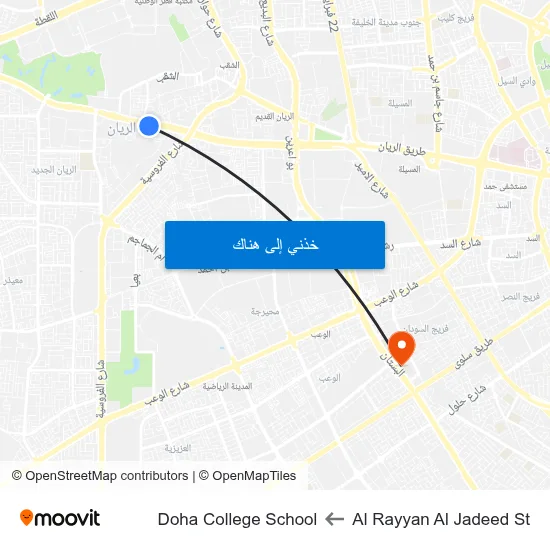 Al Rayyan Al Jadeed St to Doha College School map