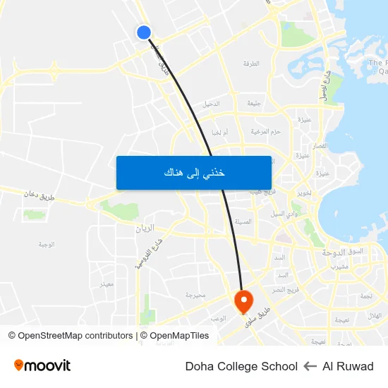 Al Ruwad to Doha College School map
