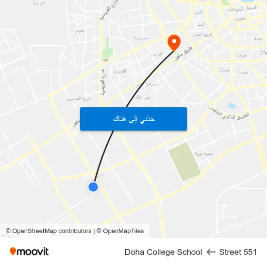 Street 551 to Doha College School map