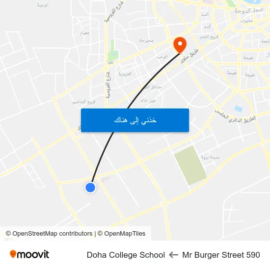 Mr Burger Street 590 to Doha College School map