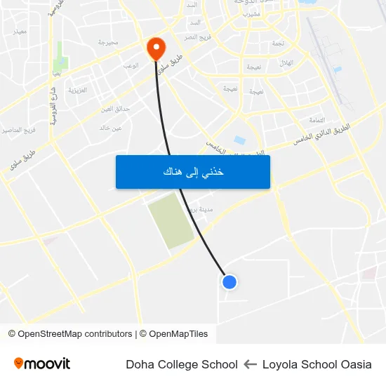 Loyola School Oasia to Doha College School map
