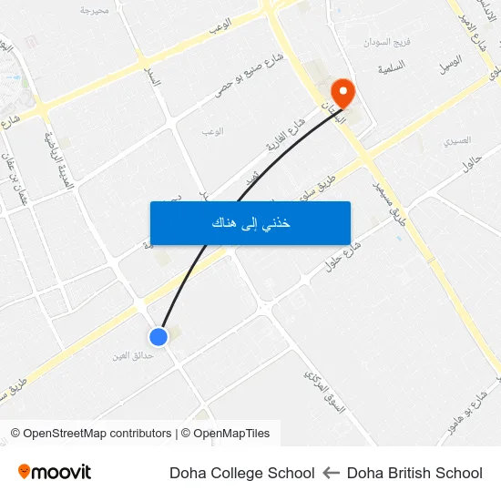 Doha British School to Doha College School map