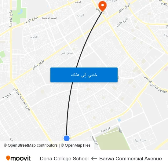 Barwa Commercial Avenue to Doha College School map